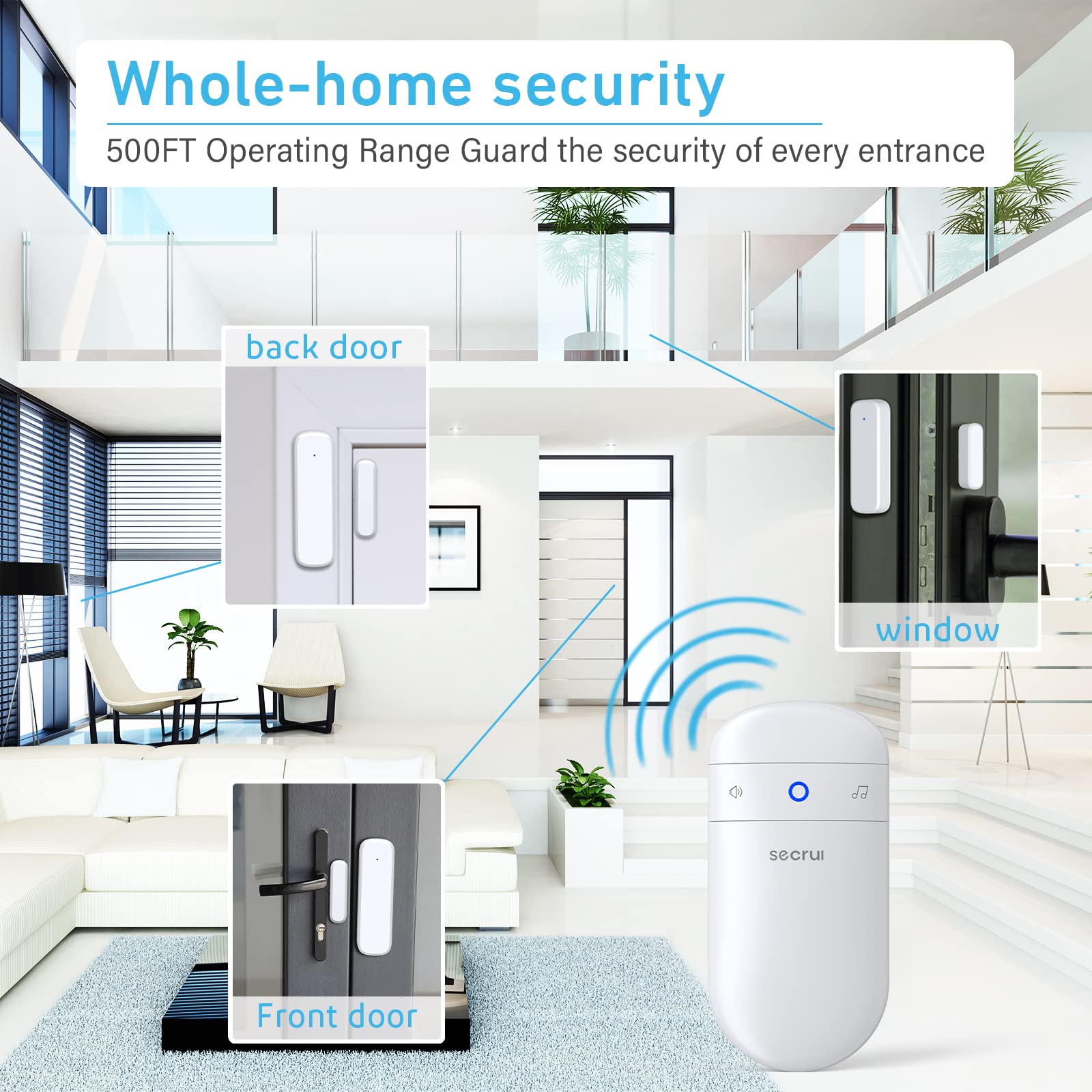 SECRUI timbre en uso en puerta de entrada avisando apertura
