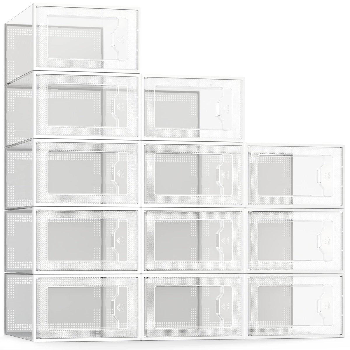 SEE SPRING caja frontal transparente mostrando zapatos y organización clara