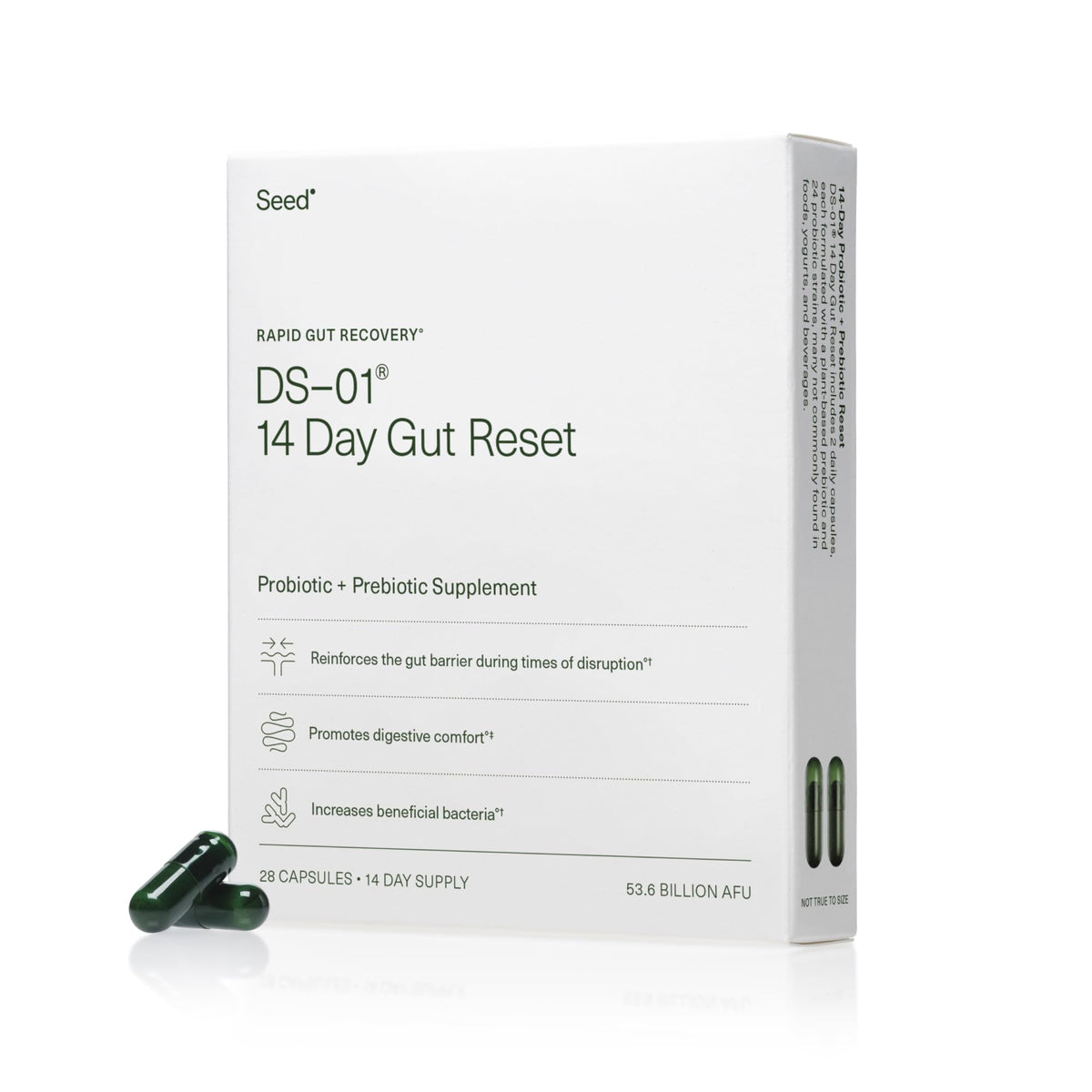 Seed envase frontal del 14 Day Gut Reset con diseño y marca visible y fácil identificación