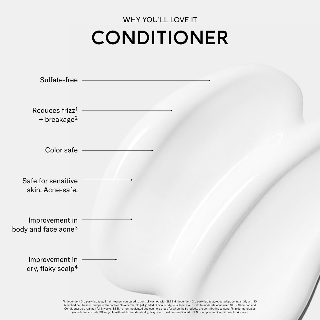 SEEN acondicionador etiqueta legible, ingredientes aptos para piel sensible