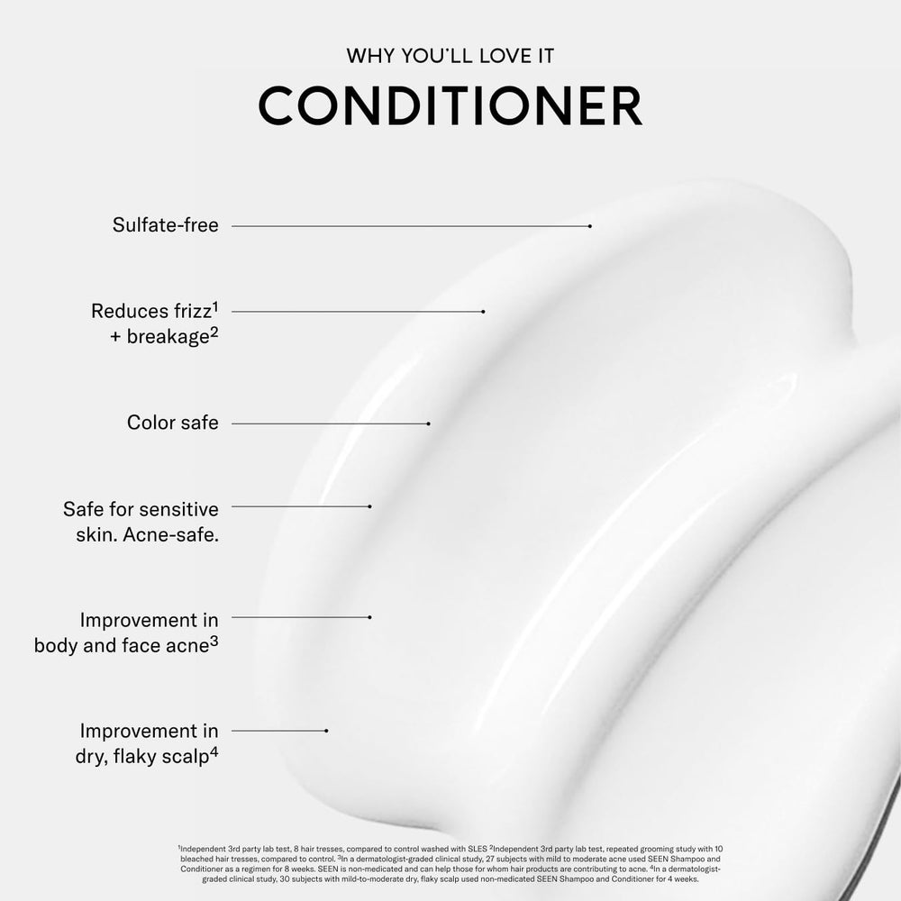 SEEN acondicionador etiqueta legible, ingredientes aptos para piel sensible