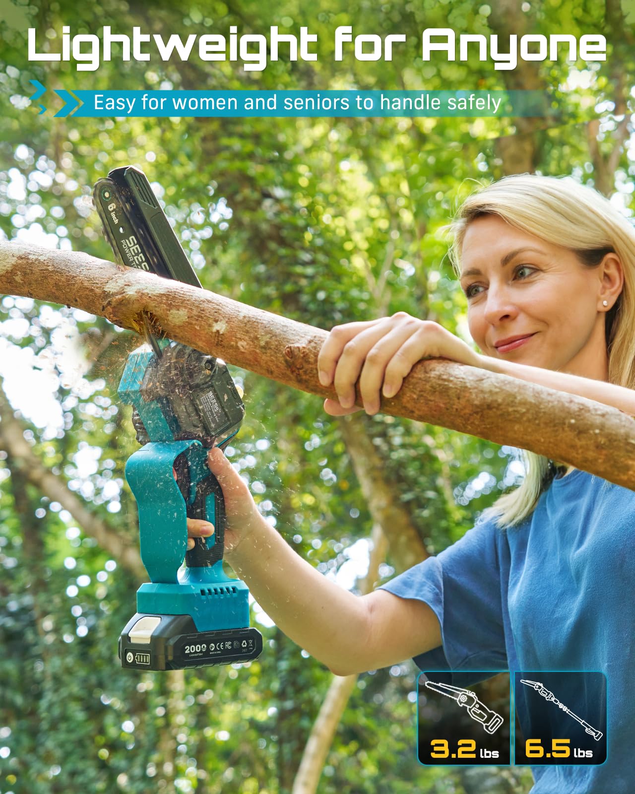 Seesii batteries and charger showing dual-power convenience for uninterrupted yard work