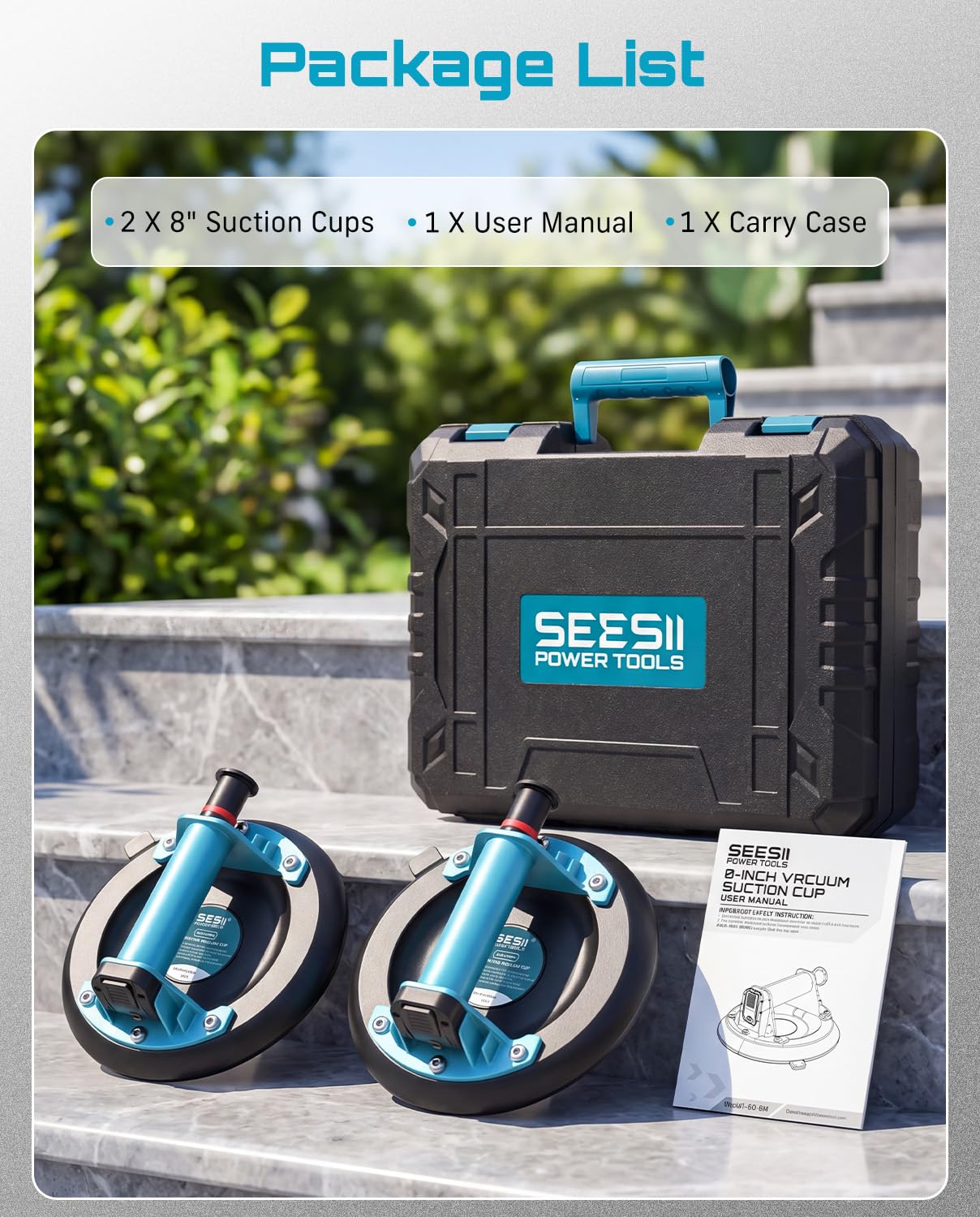SEESII instalador profesional usando ventosas en obra para manipular paneles