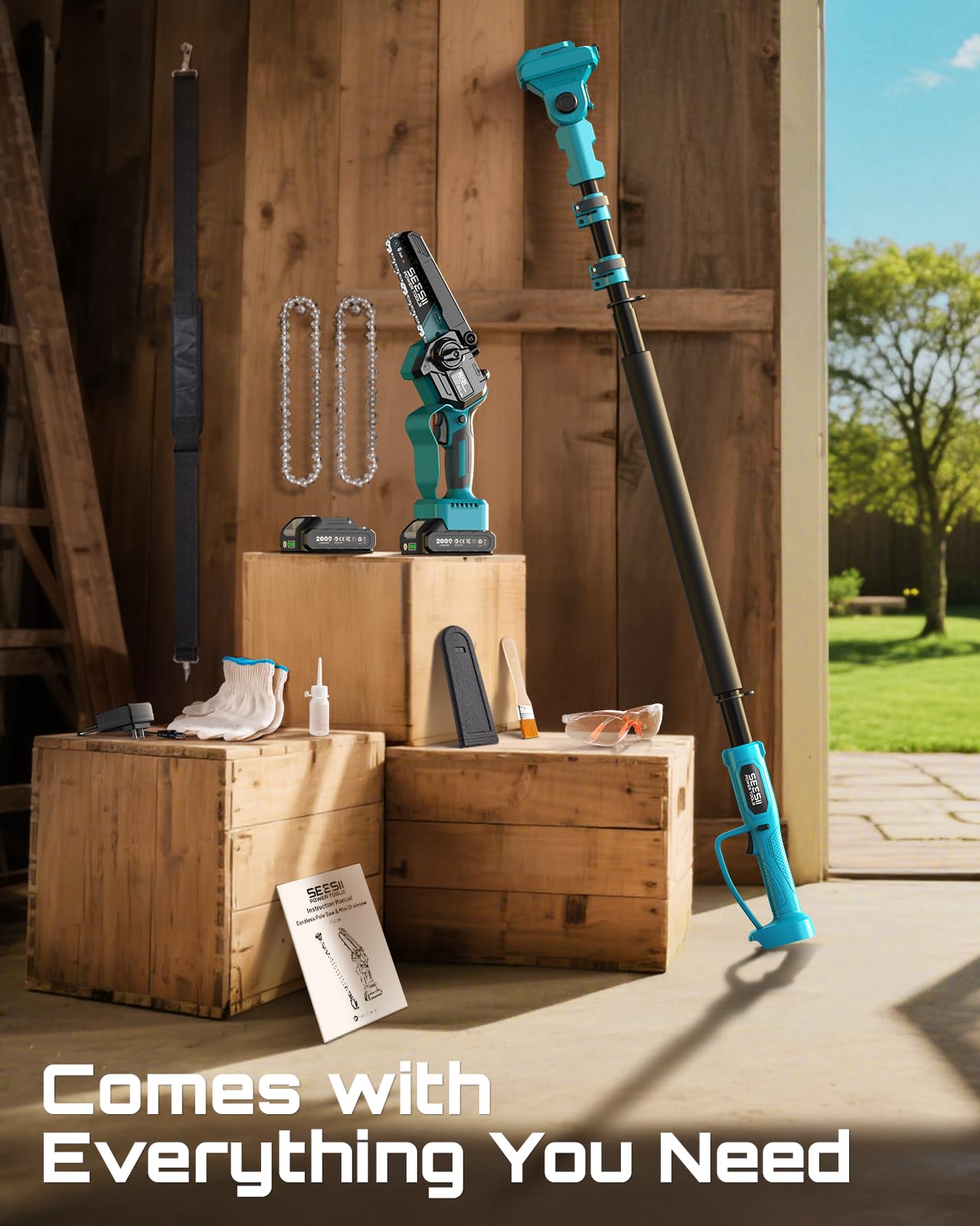 Seesii size scale comparison beside a person showing lightweight 3.2 lb ergonomics