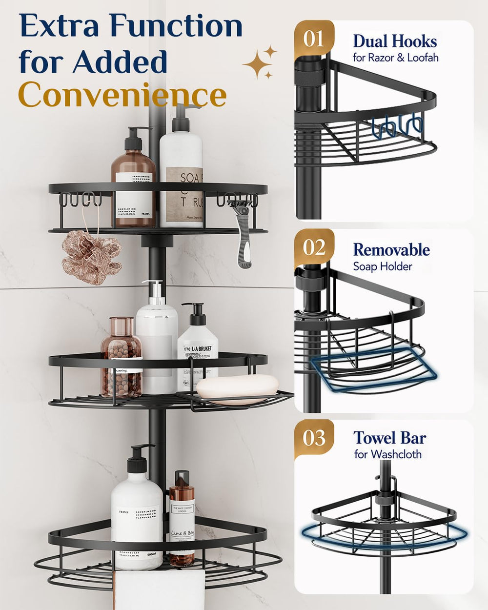SEIRIONE organizador en baño completo con productos, solución estética y funcional