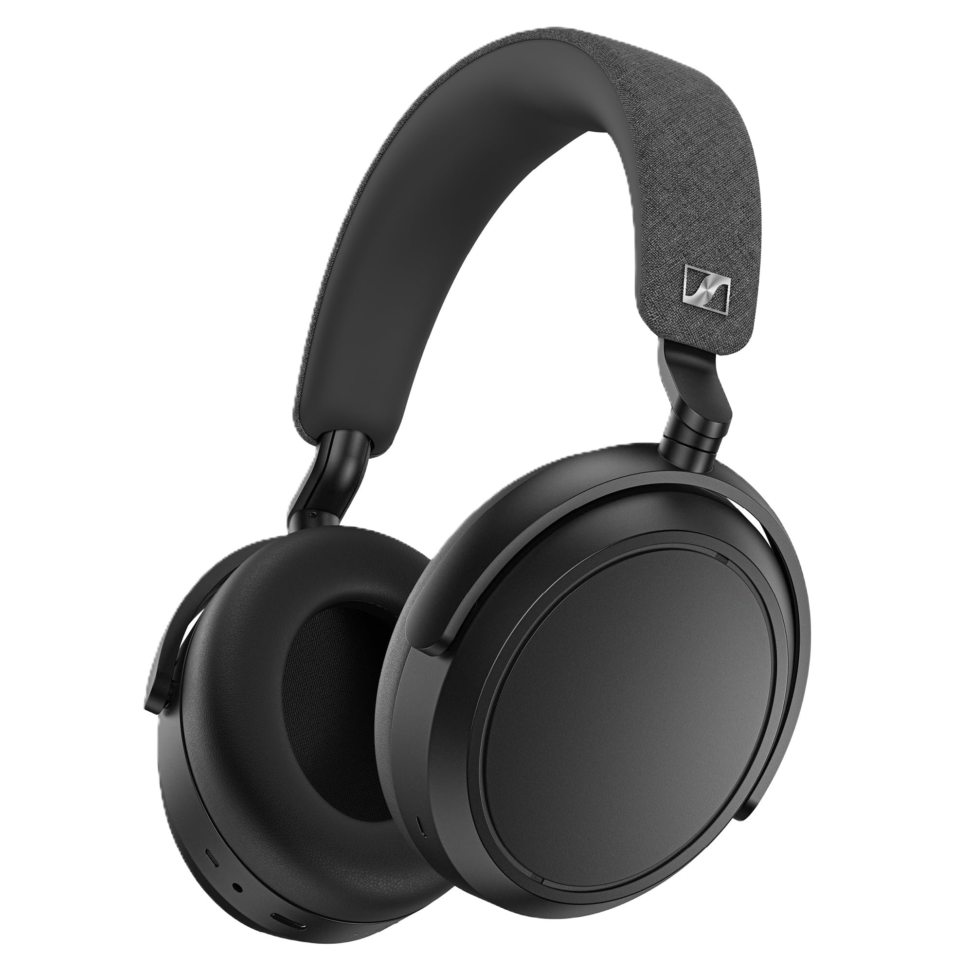 Sennheiser Momentum 4 vista frontal en negro, diseño elegante y confort