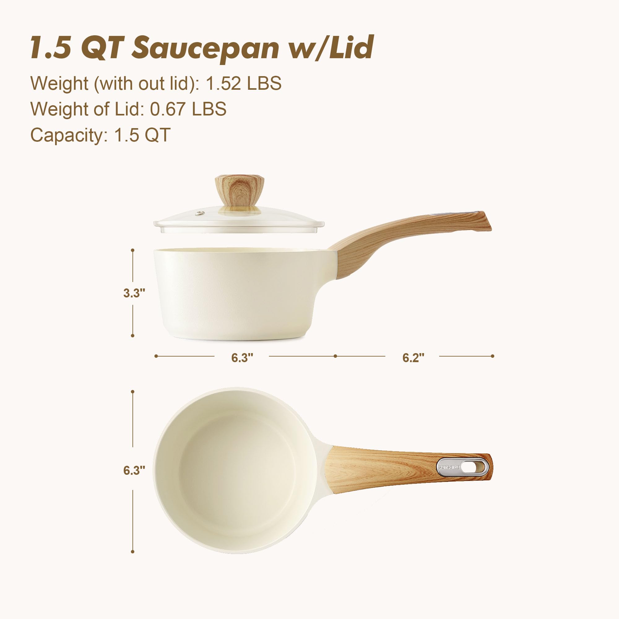SENSARTE comparación de tamaño 1.5 qt para porciones pequeñas
