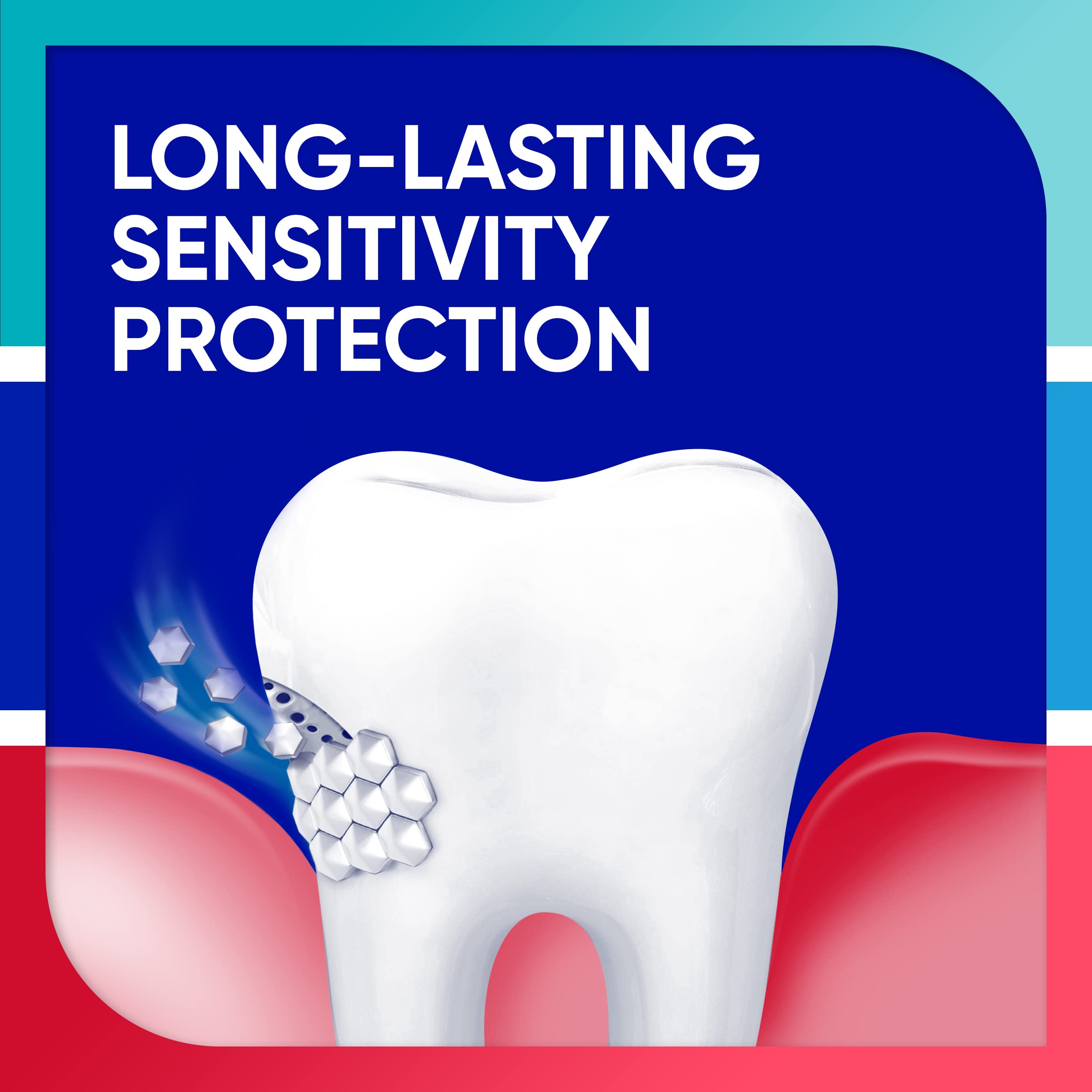 Sensodyne etiqueta con ingredientes y beneficio de protección del esmalte