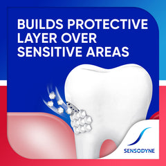 Sensodyne persona cepillándose para alivio de sensibilidad y encías más sanas