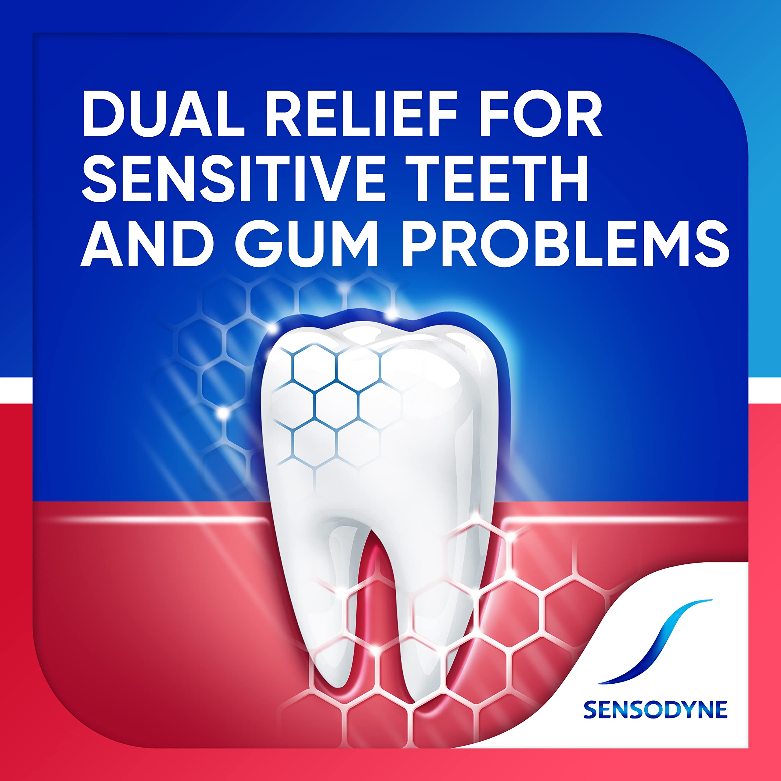 Sensodyne etiqueta con instrucciones y detalles de beneficios clínicos