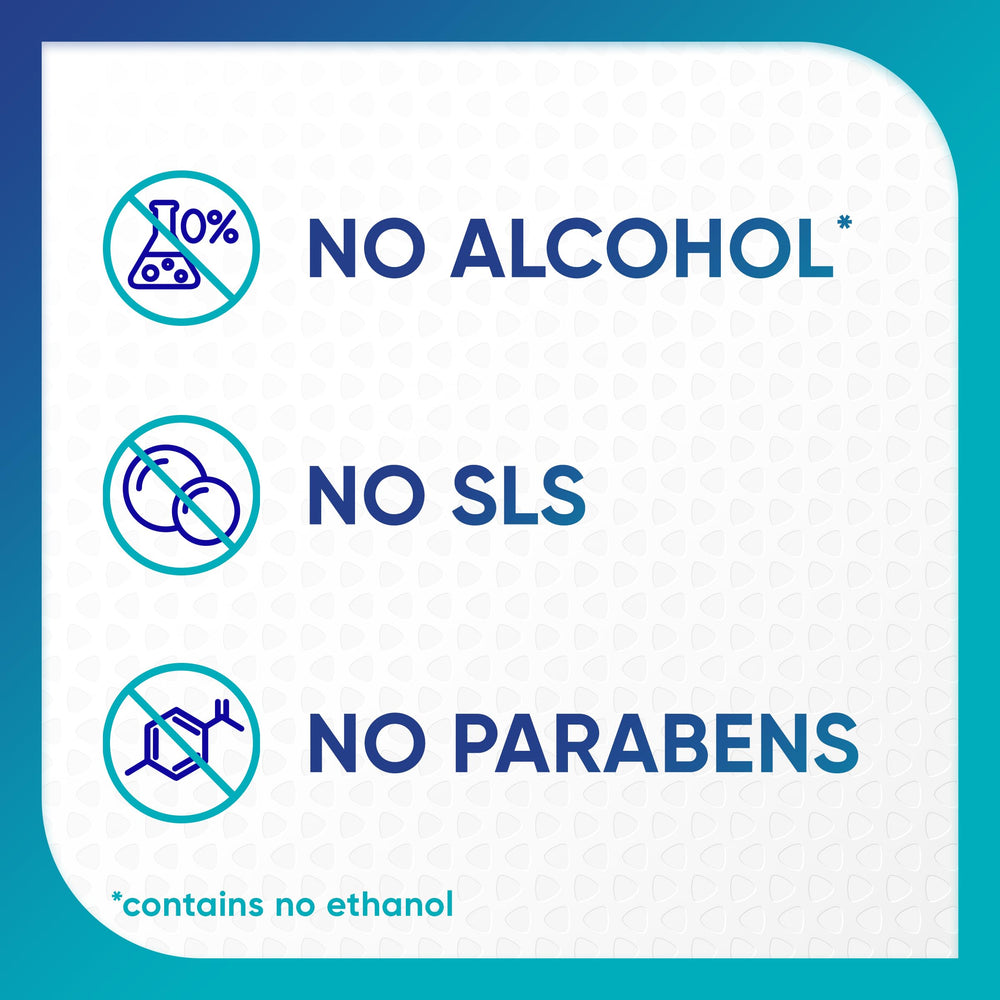 Sensodyne Pronamel botella abierta vertiendo enjuague fácilmente