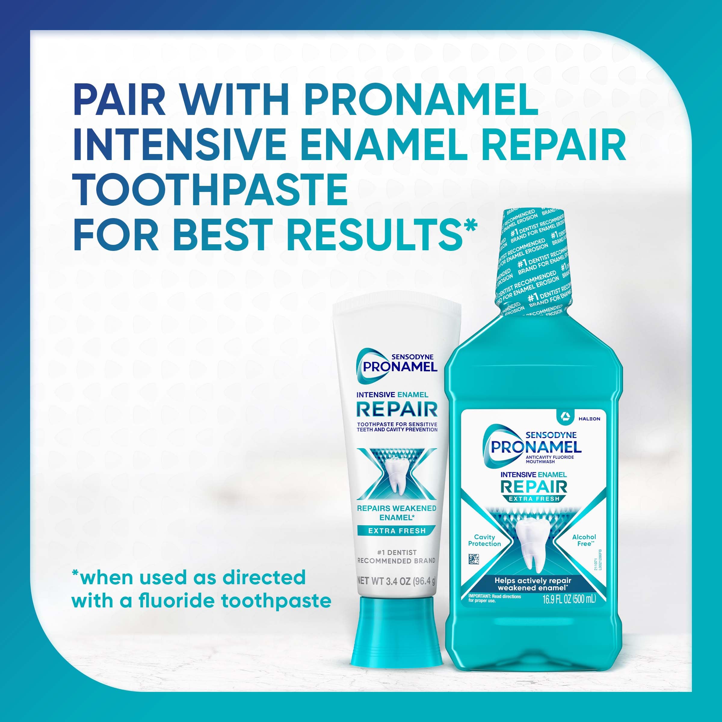 Sensodyne Pronamel comparación de tamaño para referencia de volumen