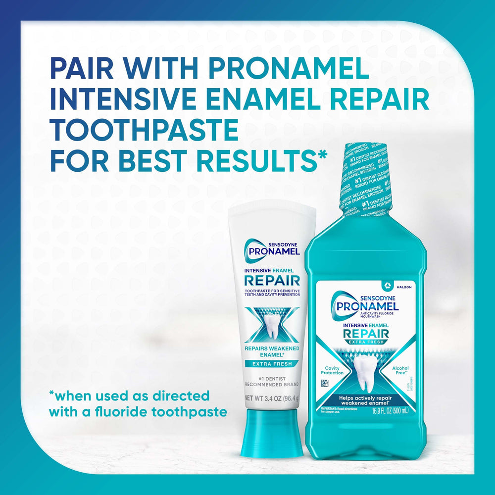 Sensodyne Pronamel comparación de tamaño para referencia de volumen