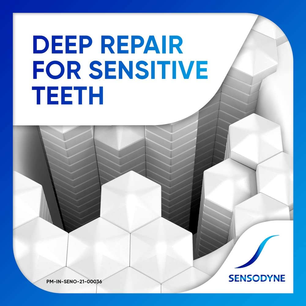 Sensodyne Repair & Protect en cepillo aplicando la cantidad recomendada para alivio