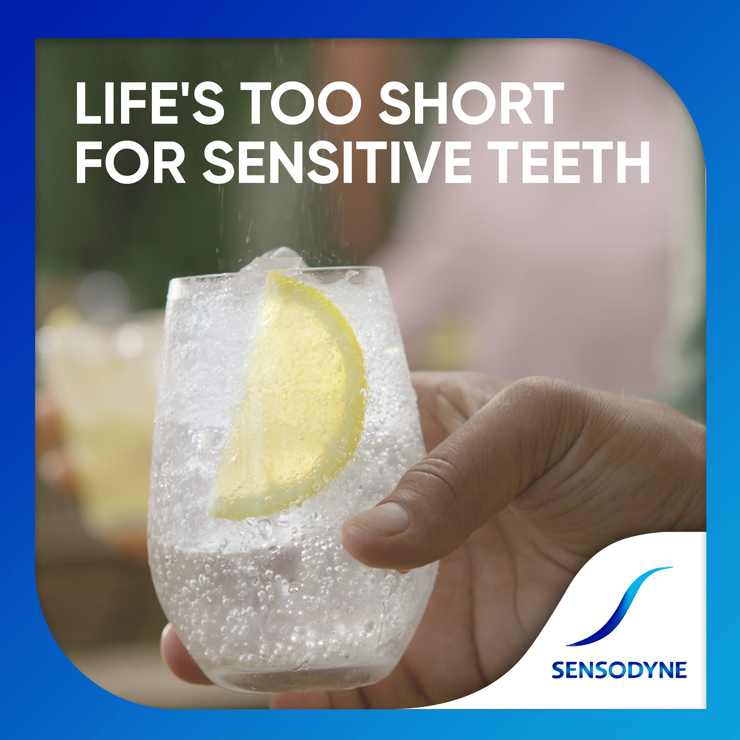 Sensodyne tubo con etiqueta visible que destaca alivio para sensibilidad
