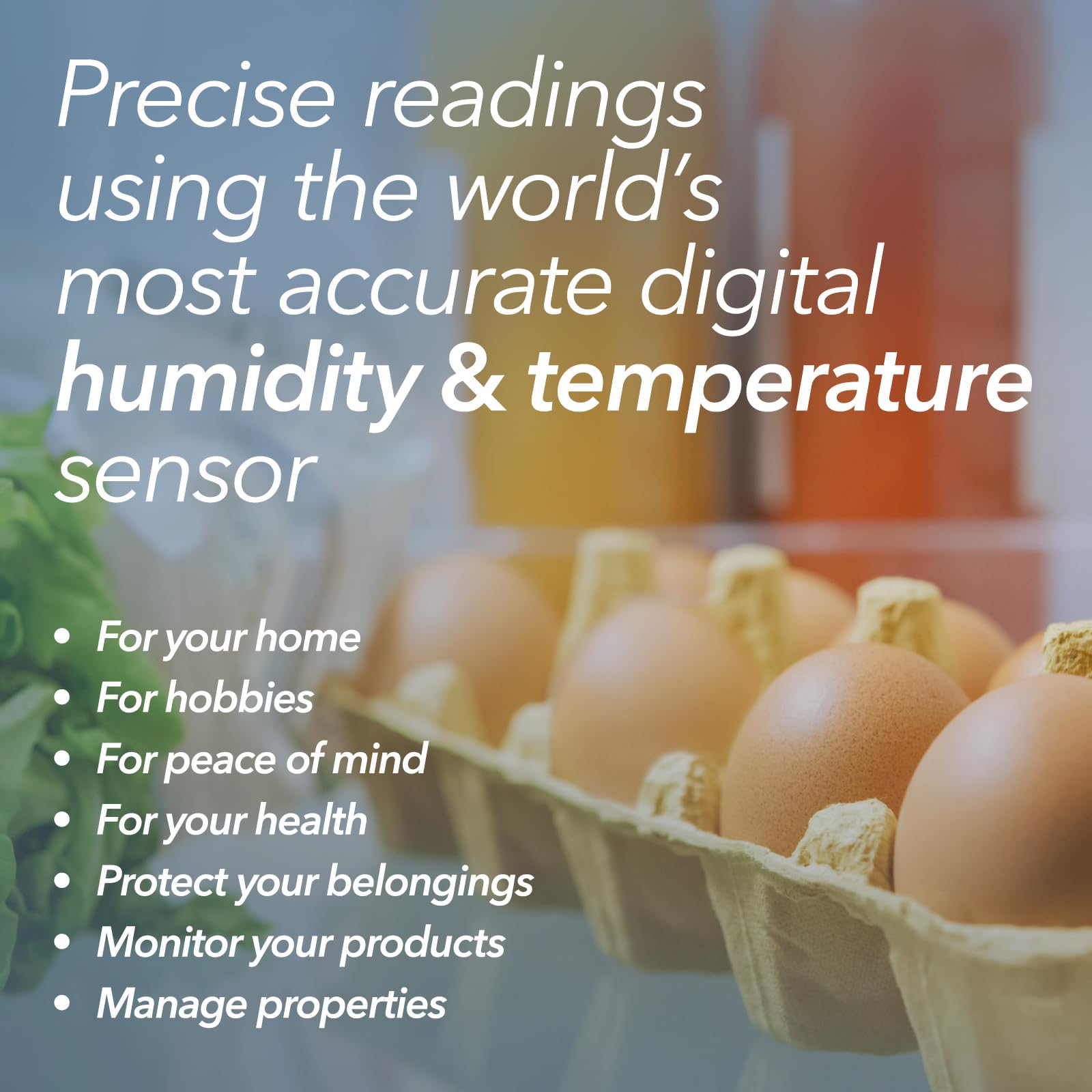 SensorPush HT.w dentro de nevera midiendo temperatura y protegiendo alimentos