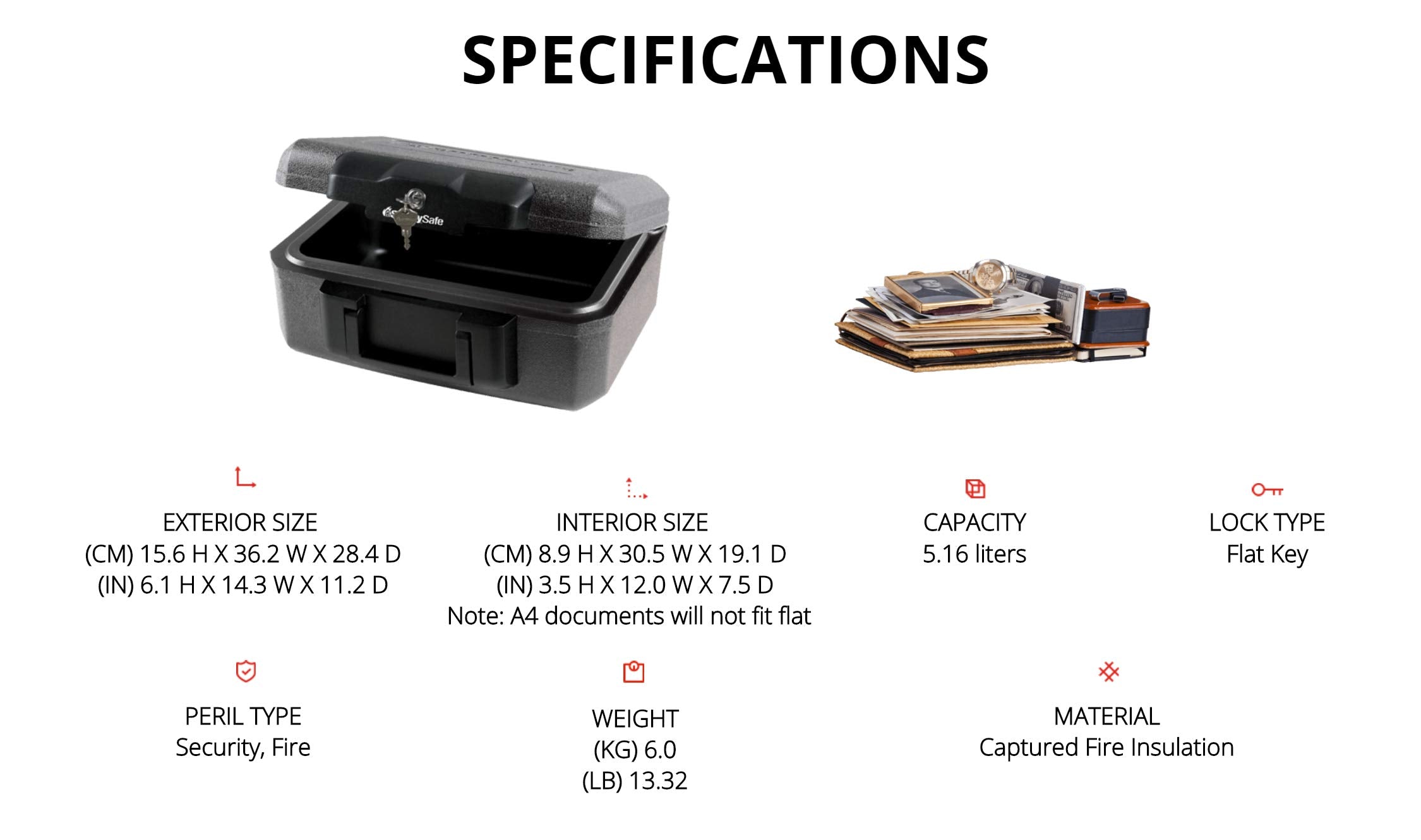SentrySafe asa integrada para transporte cómodo y seguro en traslados