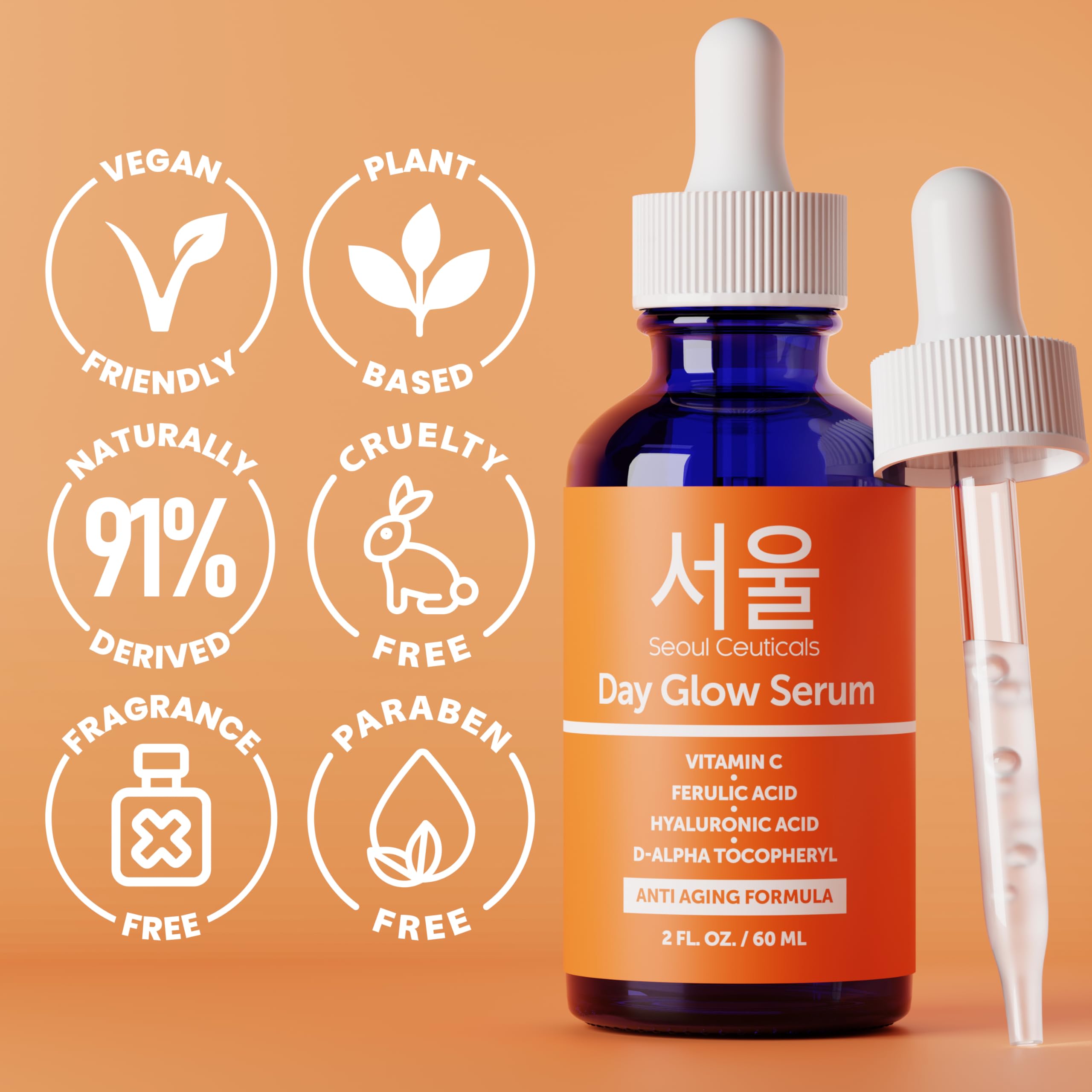 SeoulCeuticals botella 2oz junto a regla para comparar tamaño real