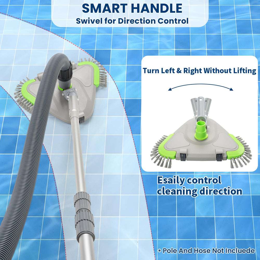 Sepetrel weighted base side view maintaining contact with the pool floor for steady suction