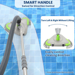 Sepetrel weighted base side view maintaining contact with the pool floor for steady suction