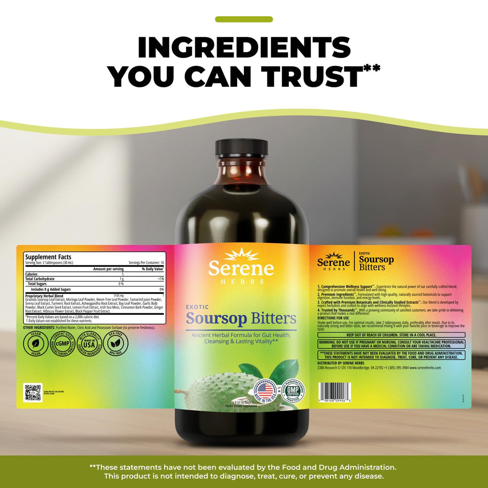 Serene Herbs botella sobre encimera de cocina integrándose en rutina