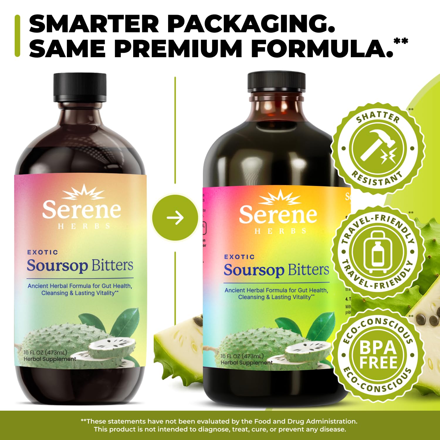 Serene Herbs etiqueta con lista de ingredientes y beneficios visibles