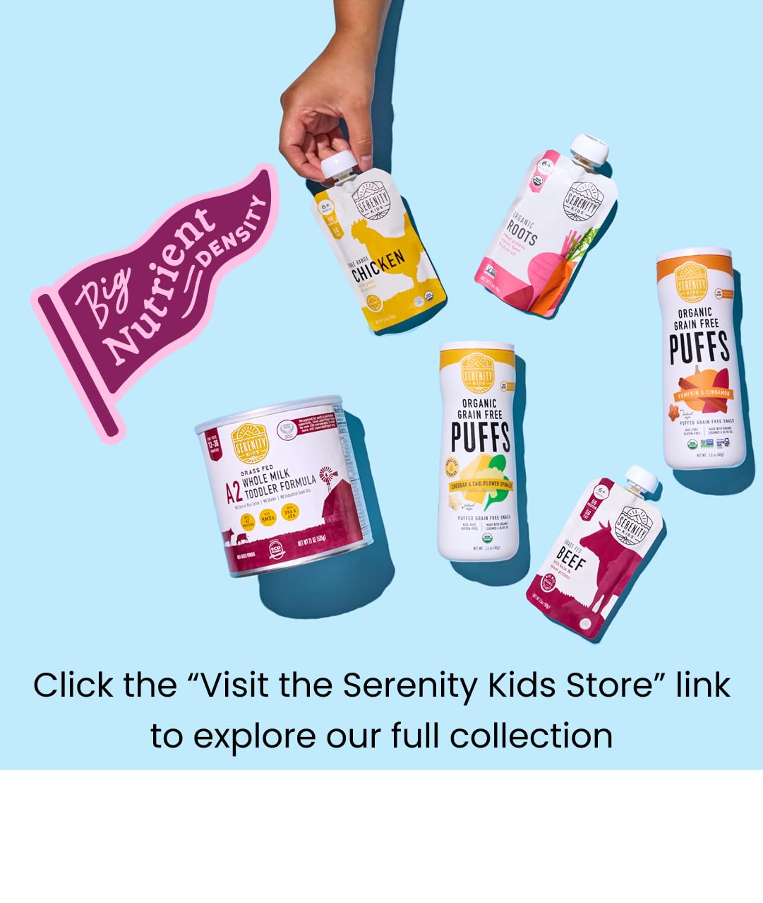 Serenity Kids envases reciclables apilados, opción más sostenible