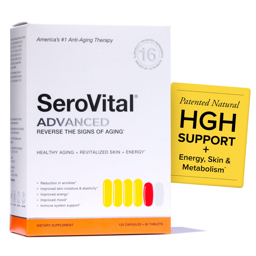 Serovital bottle front view showing branding and supplement benefits