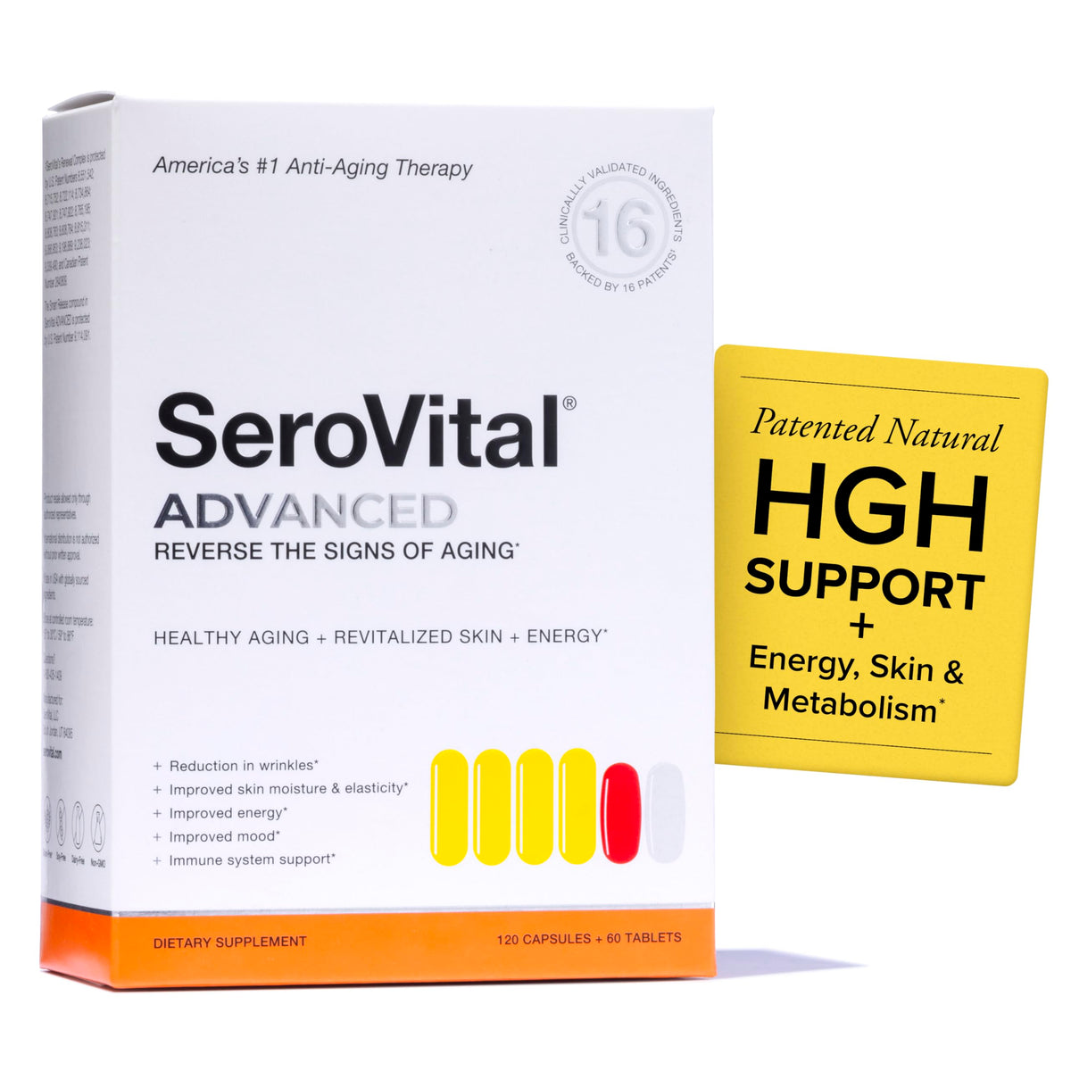 Serovital bottle front view showing branding and supplement benefits