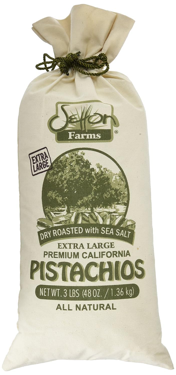 Setton Farms bolsa de arpillera frontal mostrando pistachos como regalo