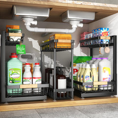 sevenblue vista frontal del organizador bajo fregadero muestra orden y capacidad