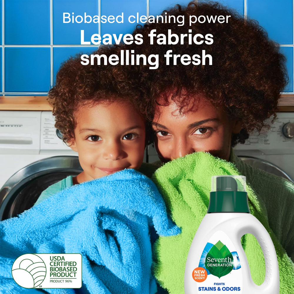 Seventh Generation etiqueta con certificaciones Leaping Bunny y biobased