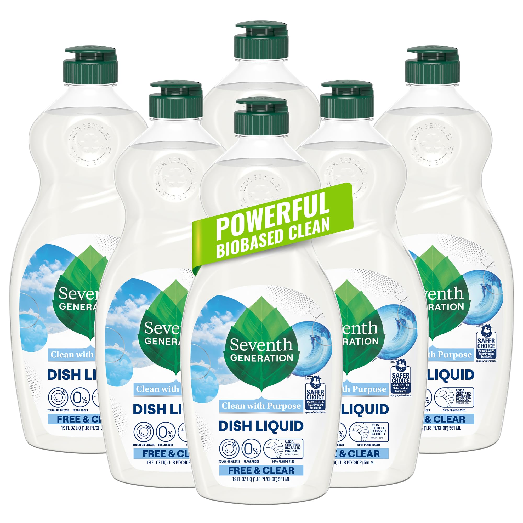 Seventh Generation botella frontal 19 oz limpieza potente sin fragancia