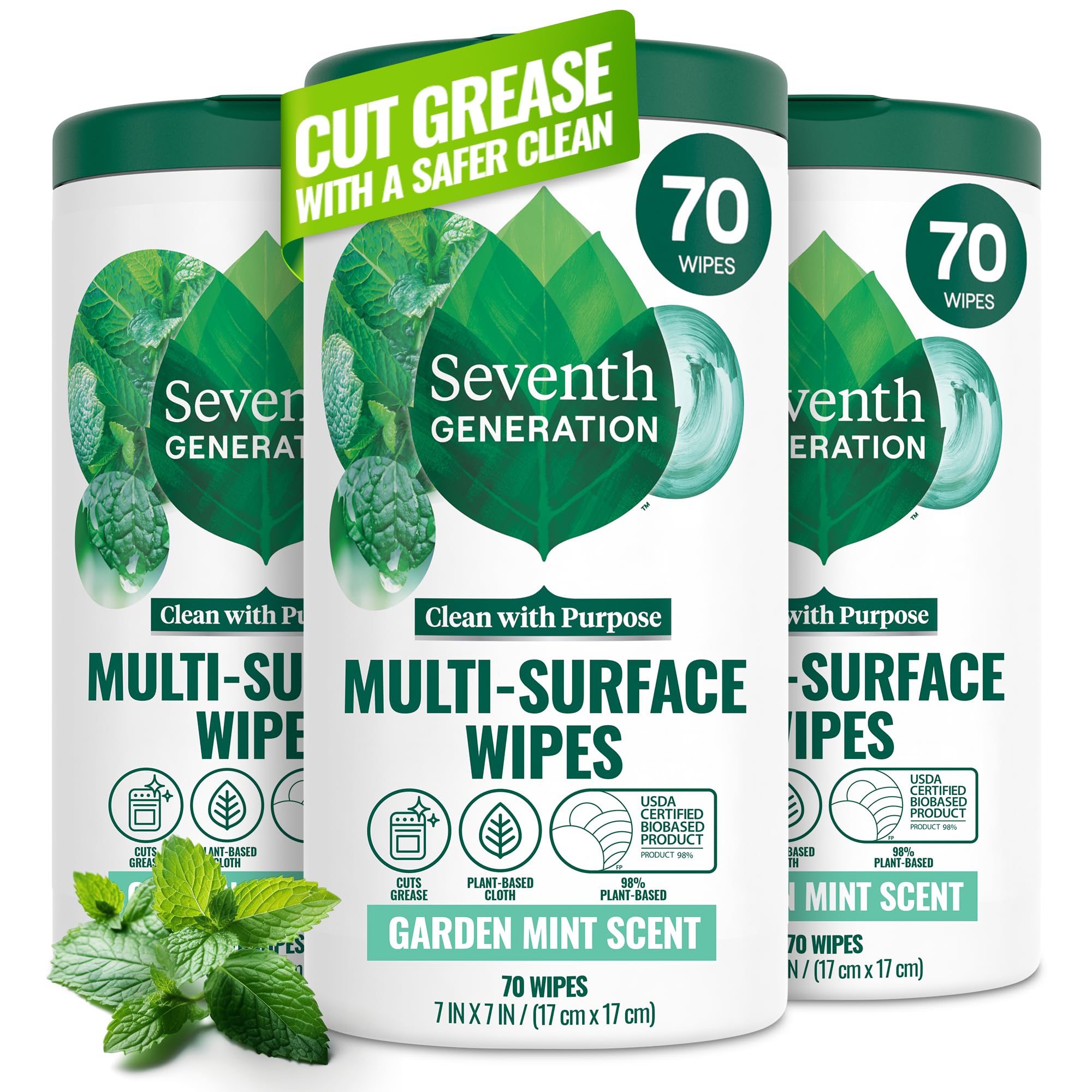 Seventh Generation paquete frontal mostrando diseño y cantidad útil