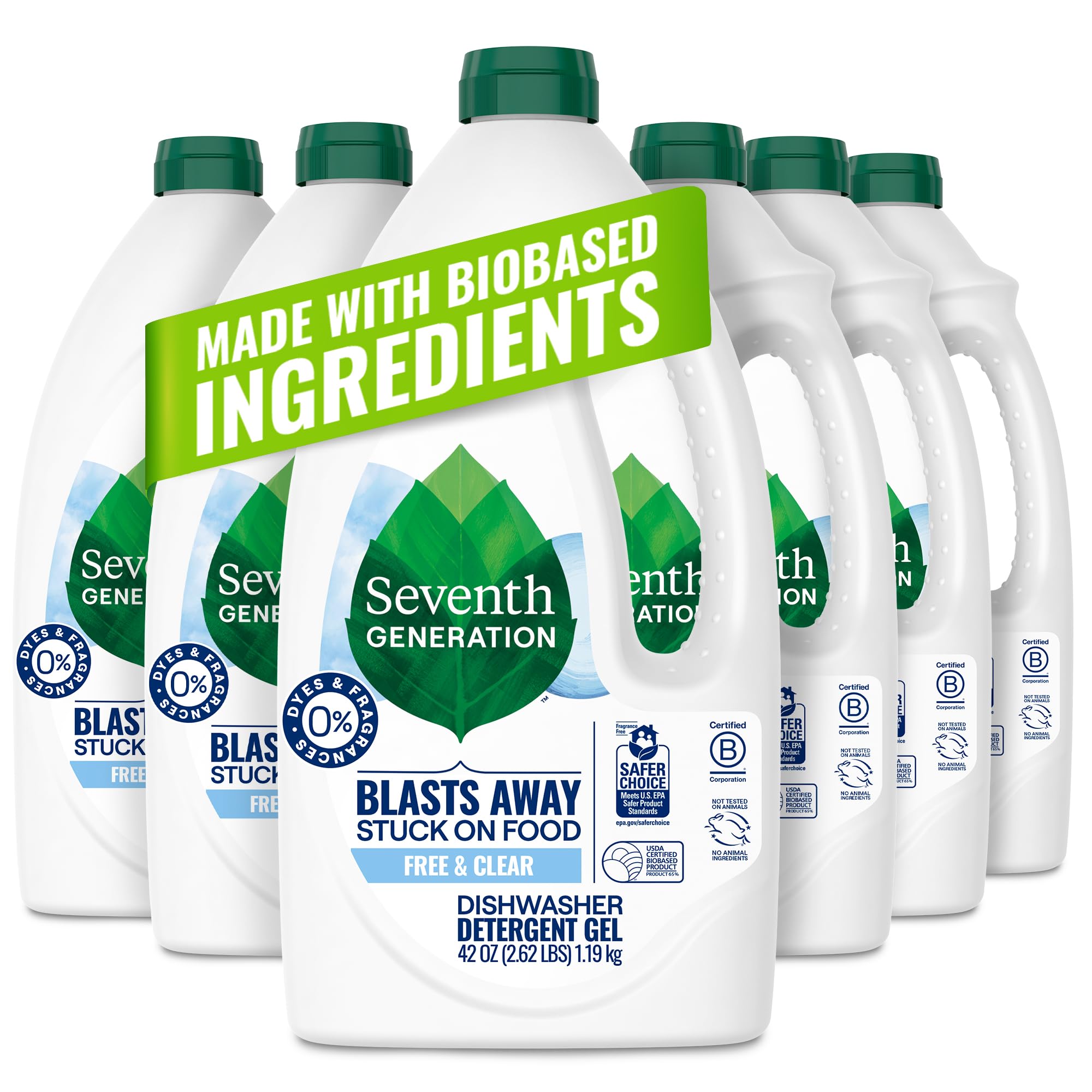 Seventh Generation frente del empaque mostrando volumen y sin fragancias, confianza visual