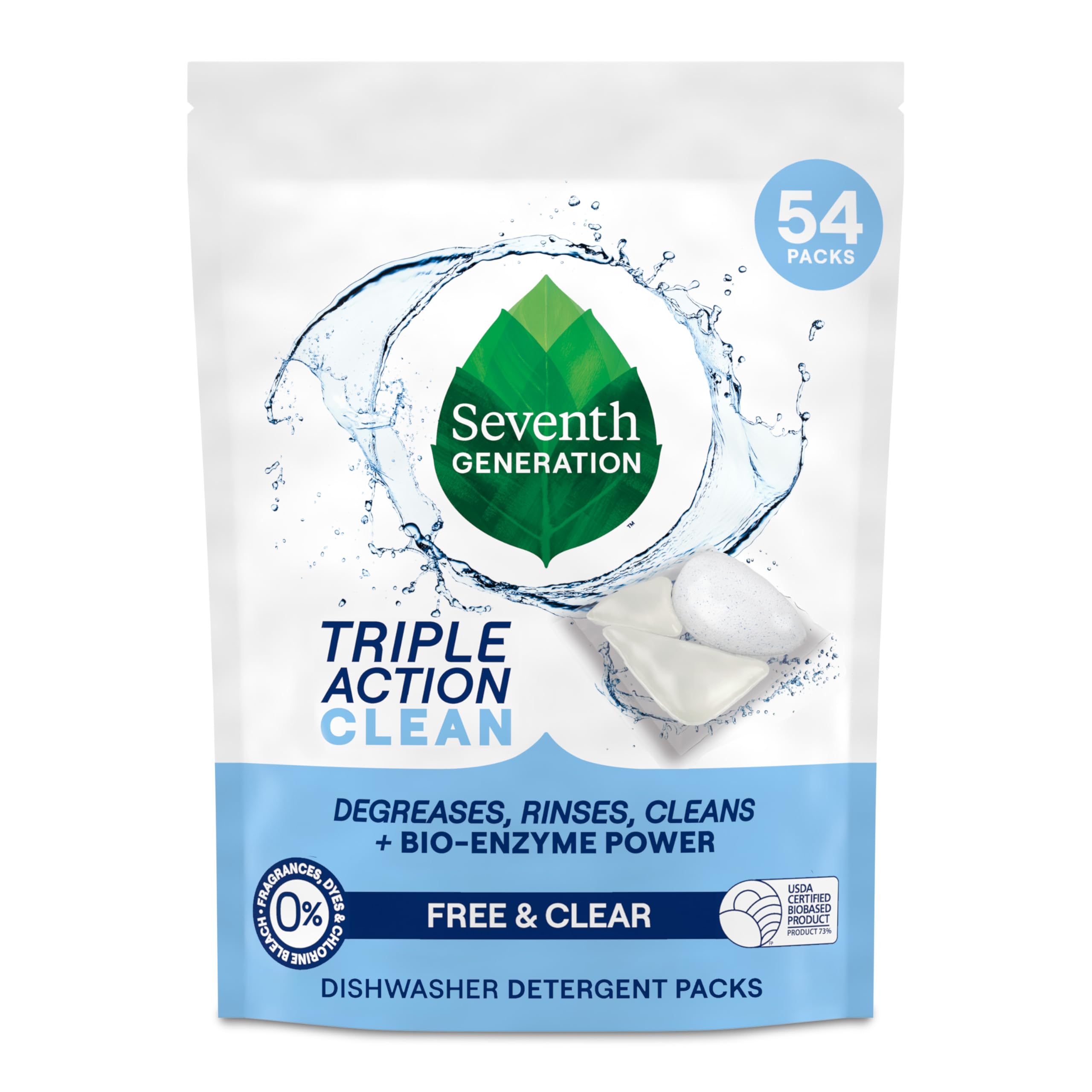 Seventh Generation paquete frontal mostrando 54 cápsulas y beneficio práctico