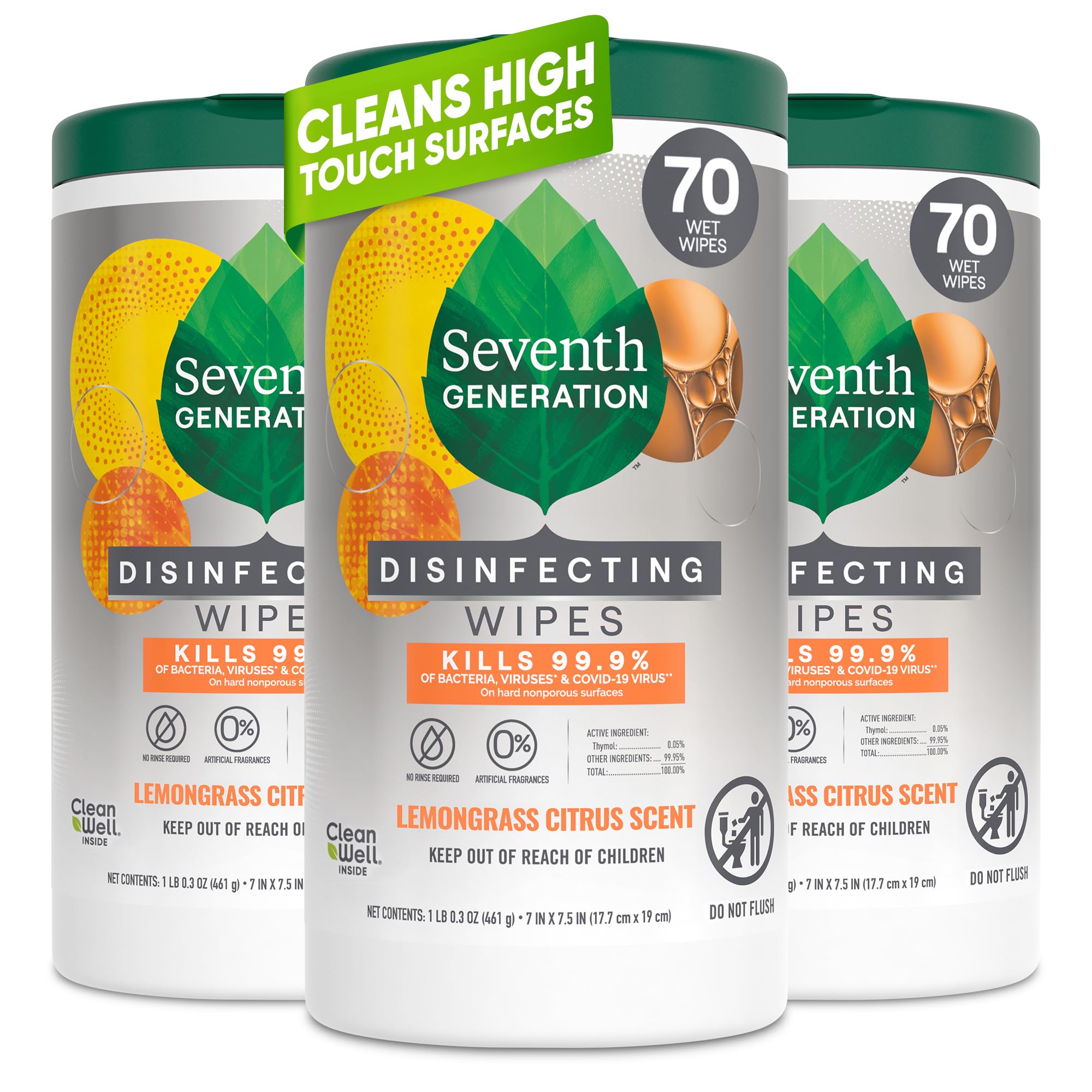 Seventh Generation empaque frontal con diseño botánico y práctico acceso