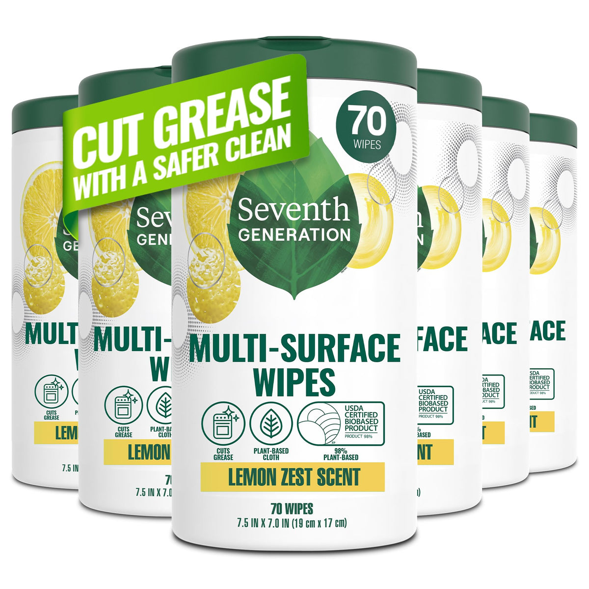 Seventh Generation pack frontal mostrando diseño y cantidad, solución práctica