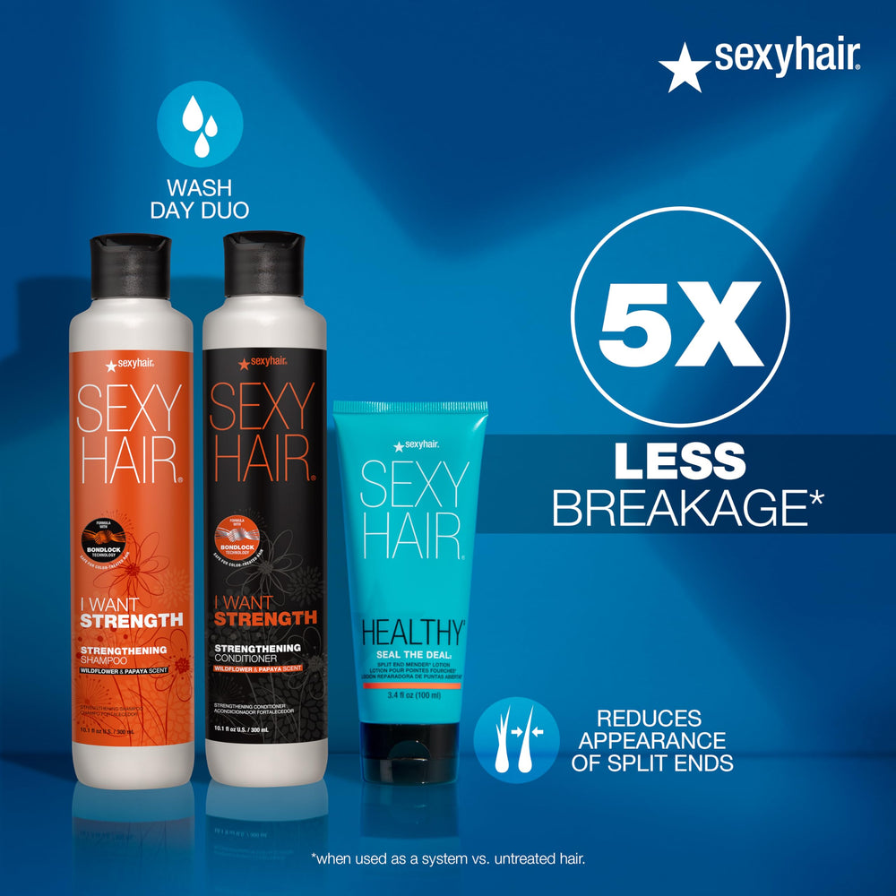 SexyHair comparación de largo y puntas mostrando mejora visual después de usar el producto