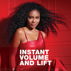 SexyHair envase junto a regla demuestra el tamaño compacto de 0.53 oz