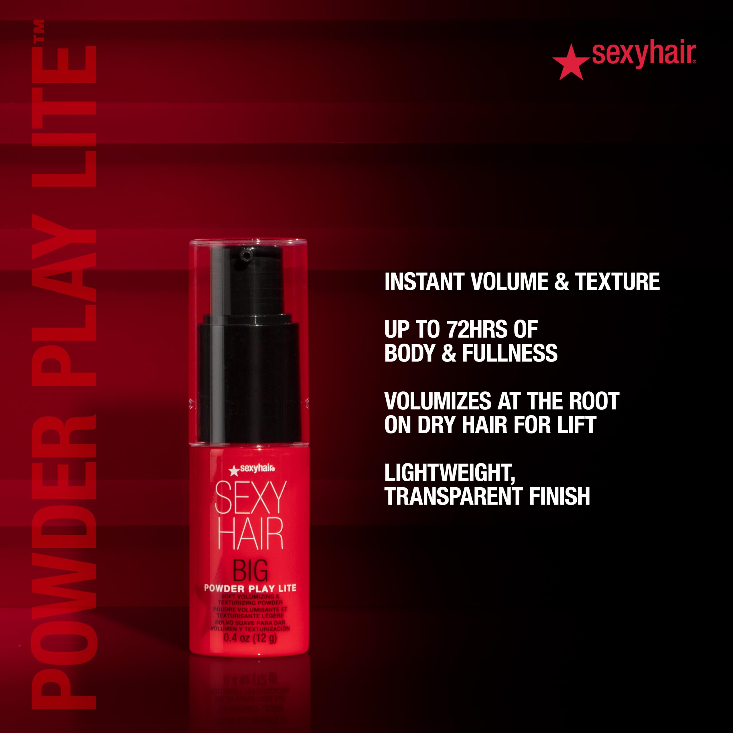 Comparación de tamaño del envase SexyHair 0.4 oz para transporte fácil