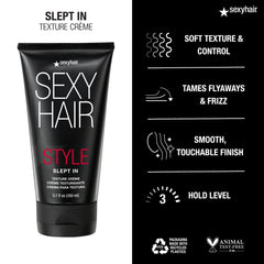 SexyHair Slept In crema en la mano demostrando fácil aplicación