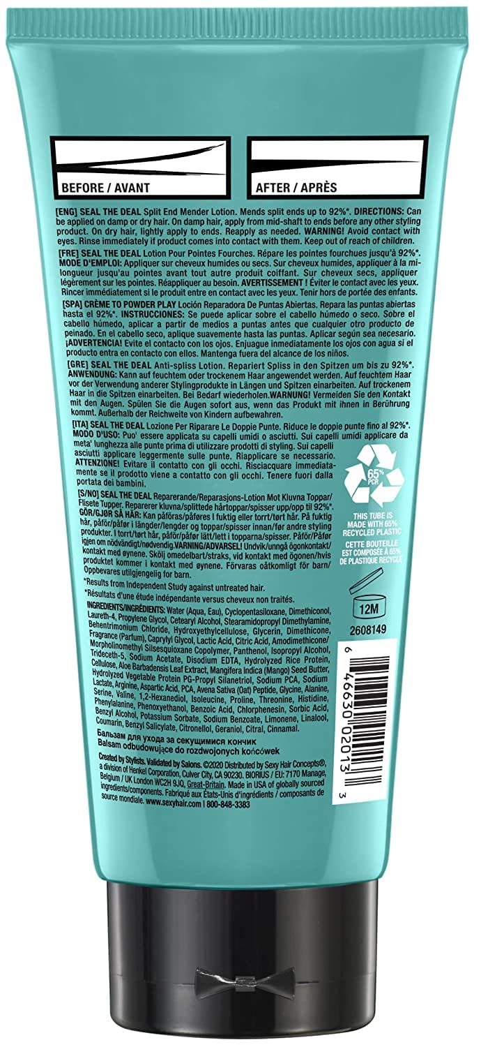SexyHair primer plano de textura de la loción mostrando fórmula ligera y absorción rápida
