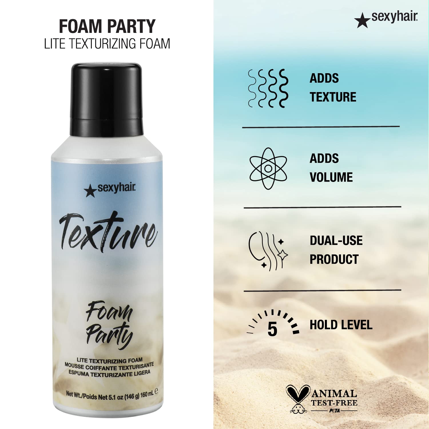 SexyHair espuma en cabello húmedo con secador para look playero