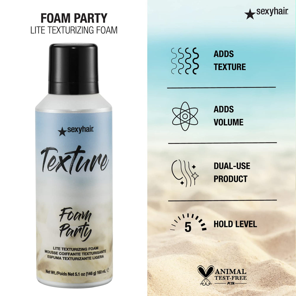 SexyHair espuma en cabello húmedo con secador para look playero