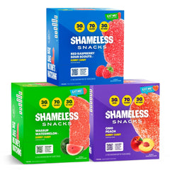Shameless frente del paquete mostrando variedad y conveniencia