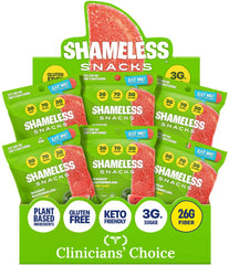 Shameless front packaging showing watermelon gummies and low sugar benefit