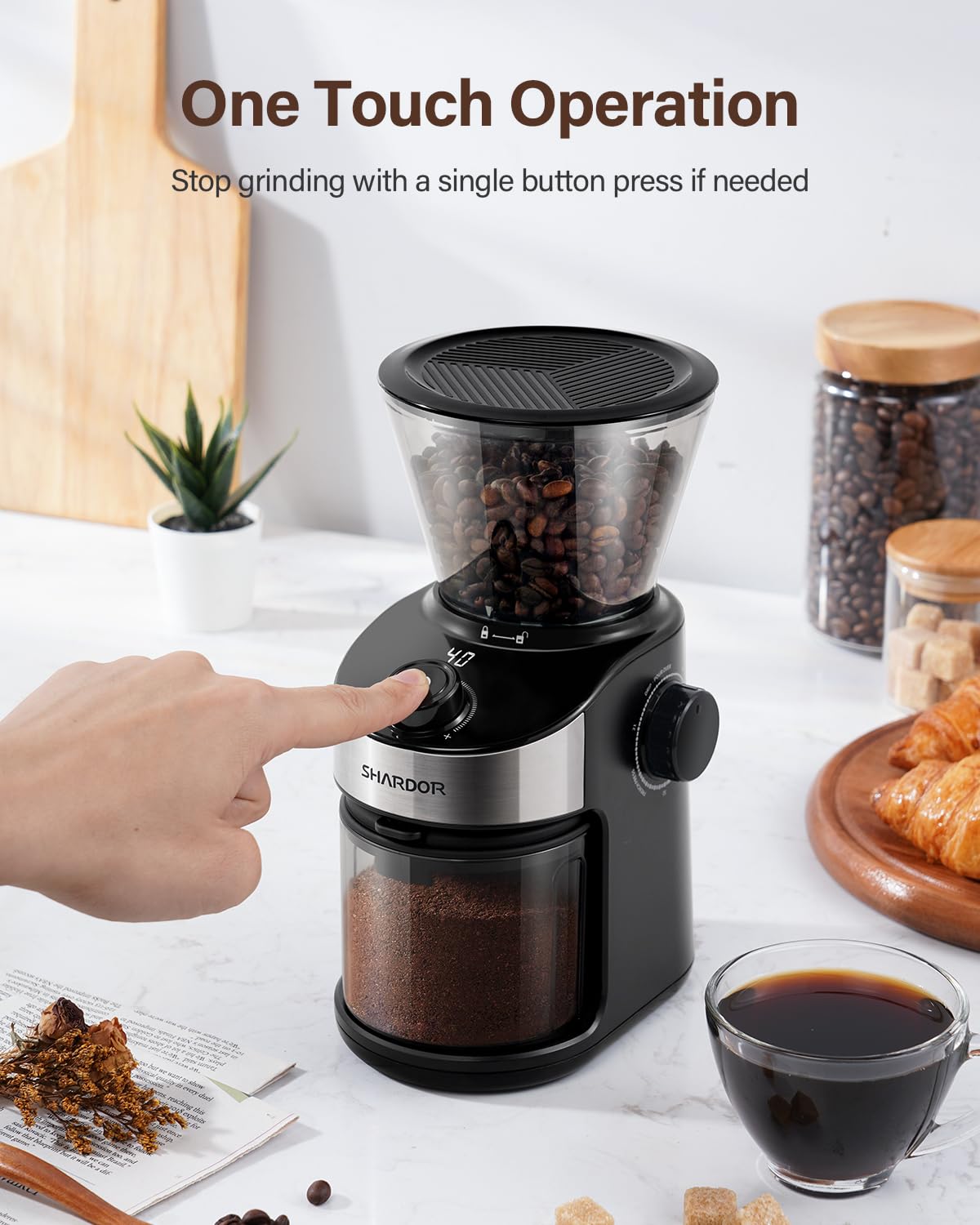 SHARDOR comparación de tamaño con taza para ver proporciones y compactibilidad