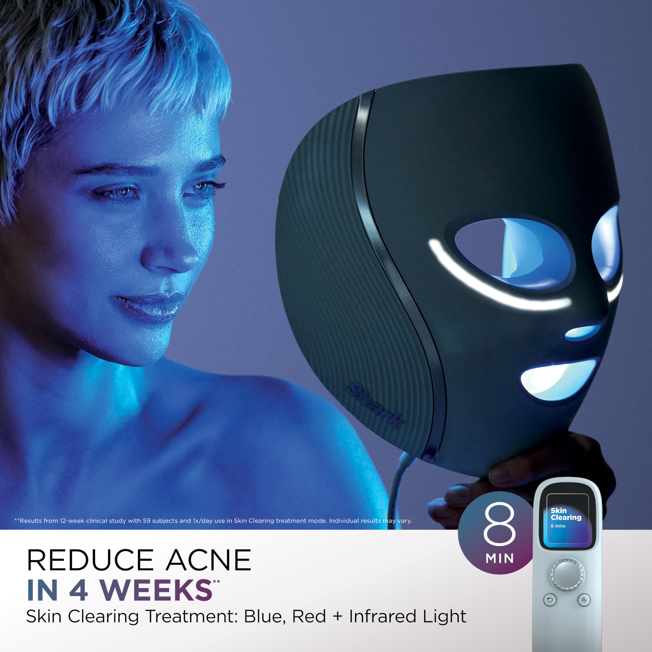 Shark CryoGlow frente a mano para comparar tamaño y peso portátil