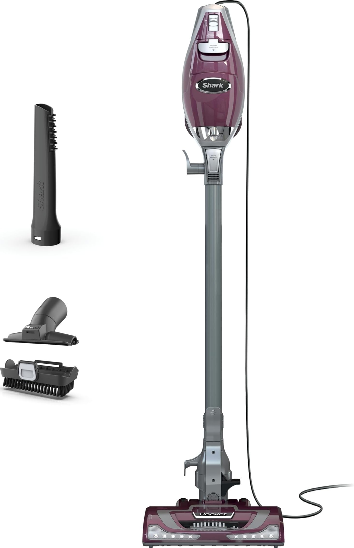 Shark Rocket Pet Plus vista frontal mostrando cepillo y diseño ligero